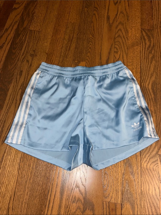 adidas Pants - Adidas Baby Blue Satin Three-Stripe Athletic Shorts NWT